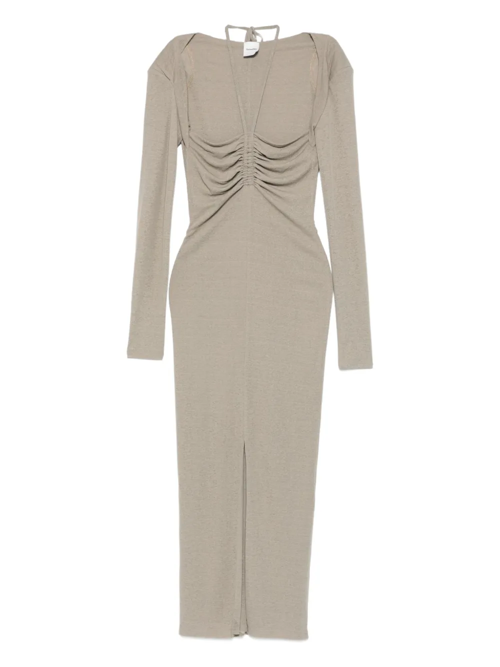 Nanushka robe longue à fronces | gris | Image 1