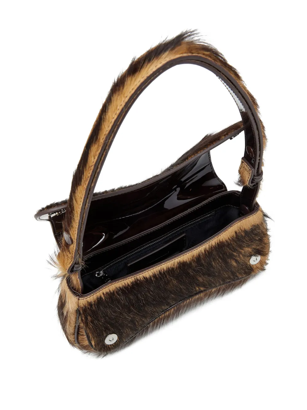 Diesel Furry Design Cow Leather Play Clutch Bag In Black