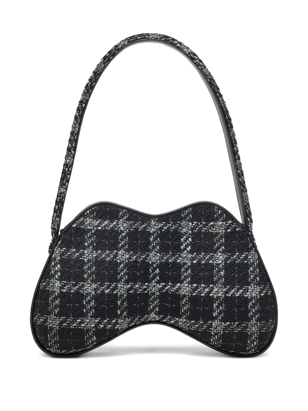 Diesel Double-d-shoulder Bag With Houndstooth Motif In Black