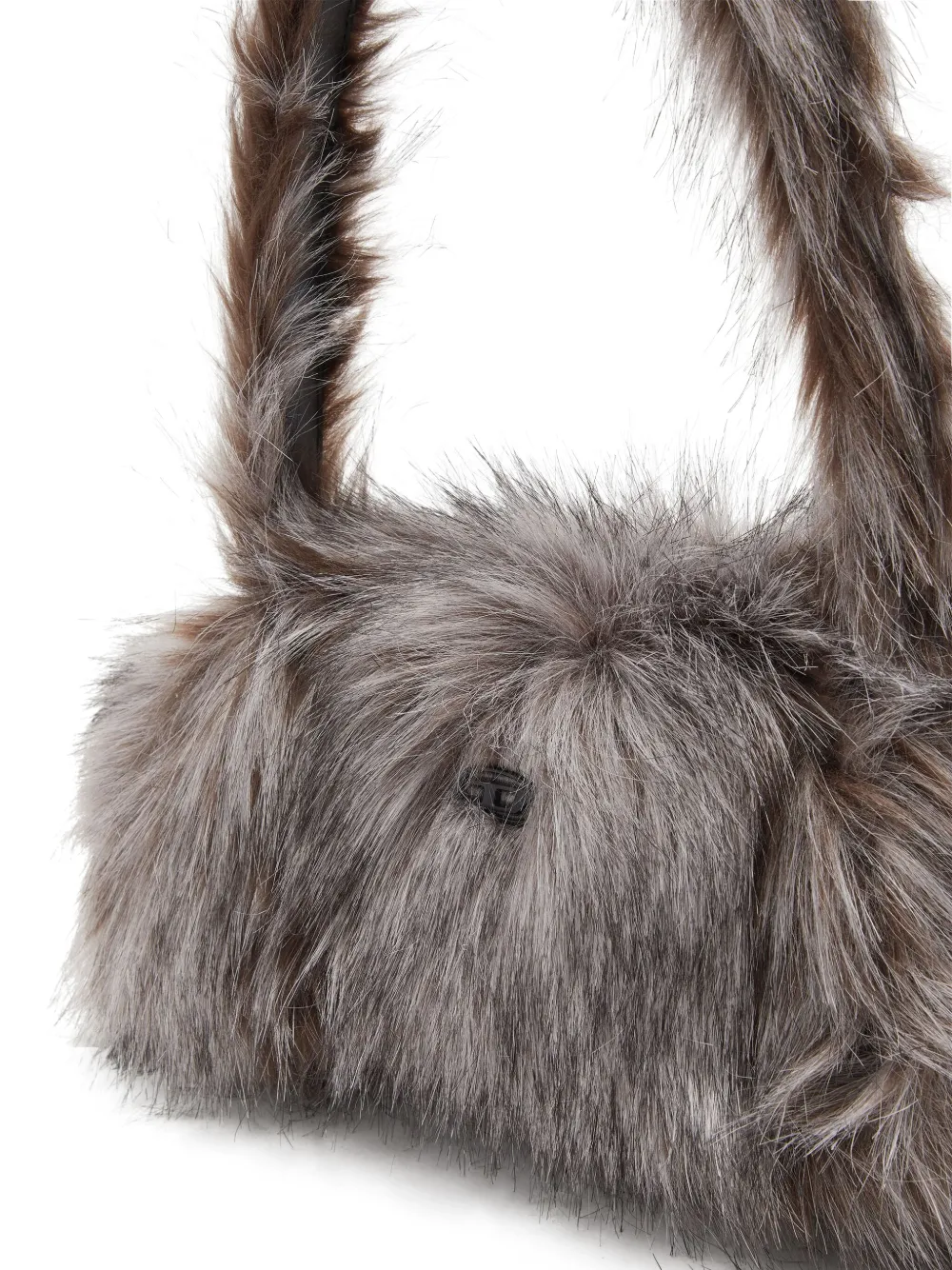 Diesel Faux-fur Top-handle Shoulder Bag In Brown