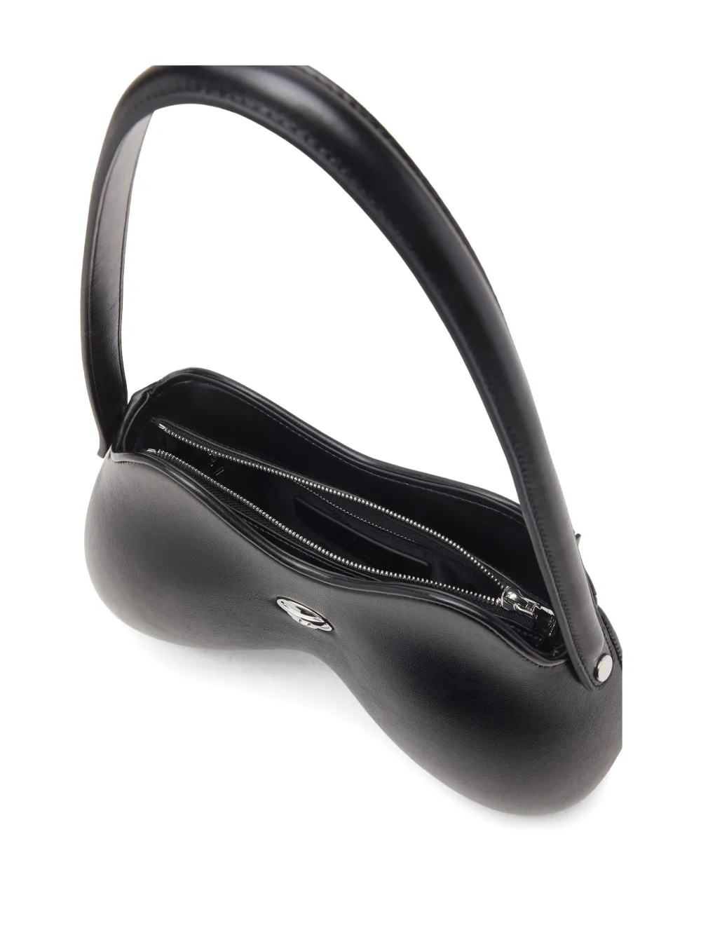 Diesel Double-d Curved Shoulder Bag In Black