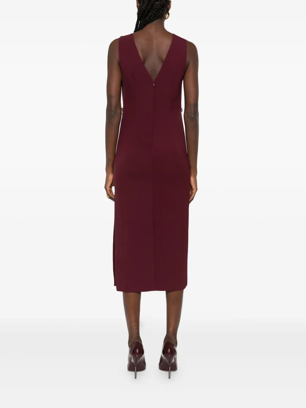 TWINSET Mouwloze midi-jurk verfraaid met ketting Rood