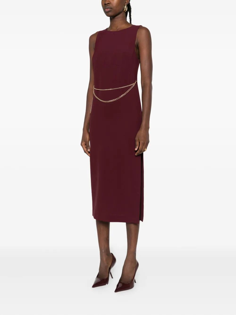 TWINSET Mouwloze midi-jurk verfraaid met ketting Rood
