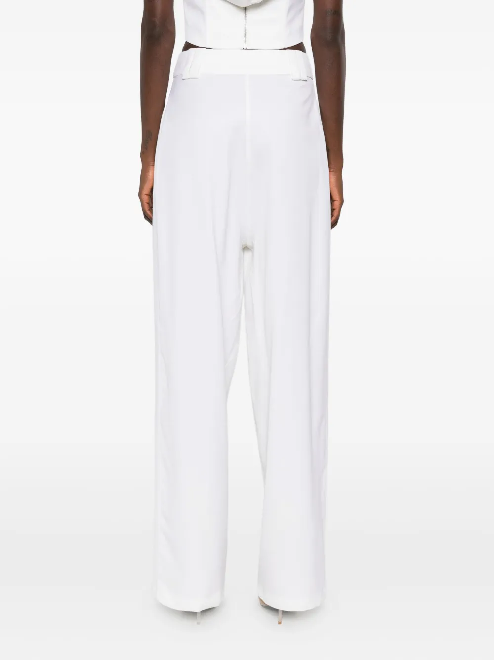 Vestiaire d'un Oiseau Libre Broek met geplooide voorkant Wit
