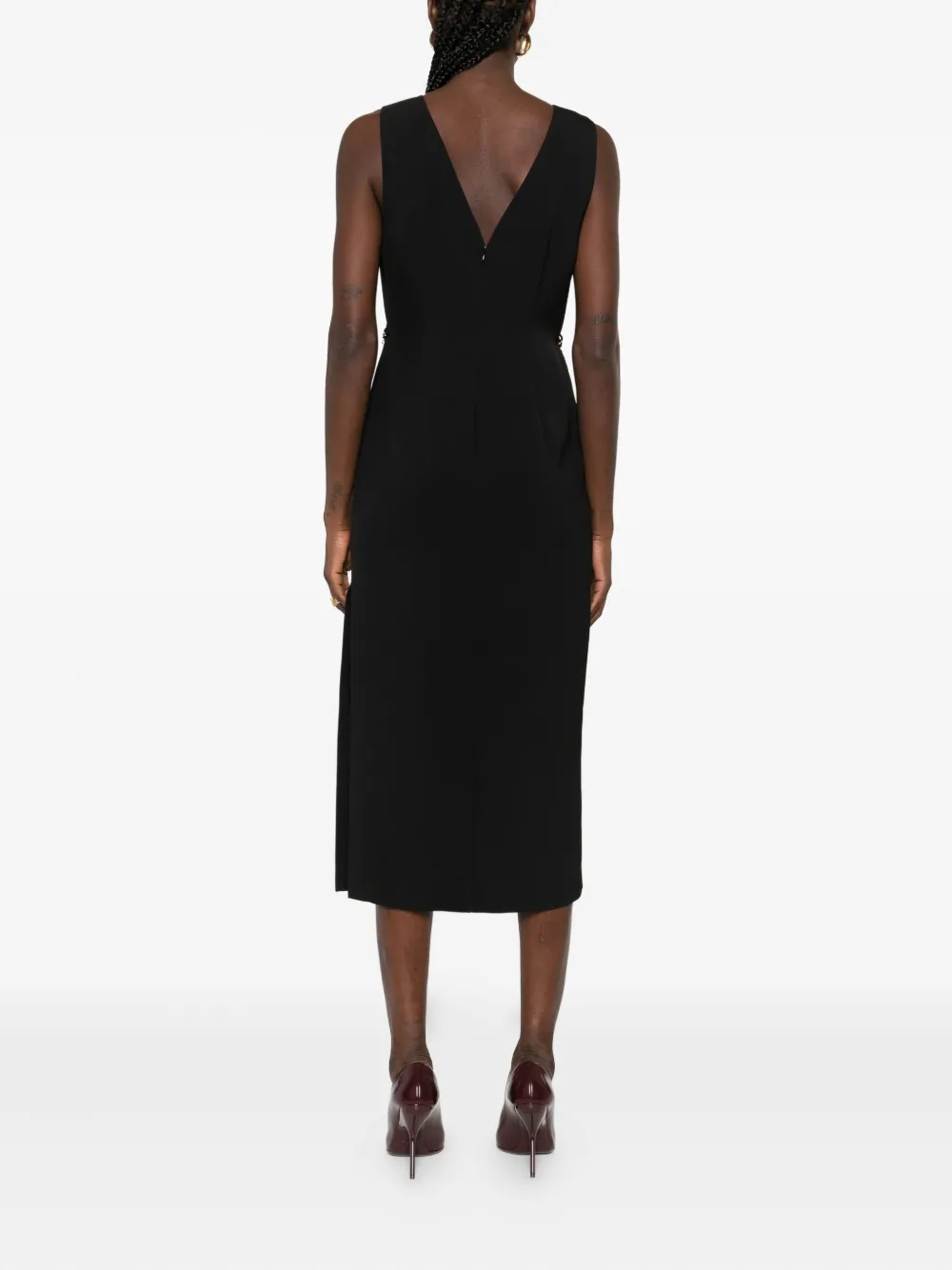 TWINSET Mouwloze midi-jurk verfraaid met ketting Zwart