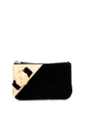 CHANEL Pre-Owned 2017-2018 CC Quilted Velvet Camellia pouch - Black