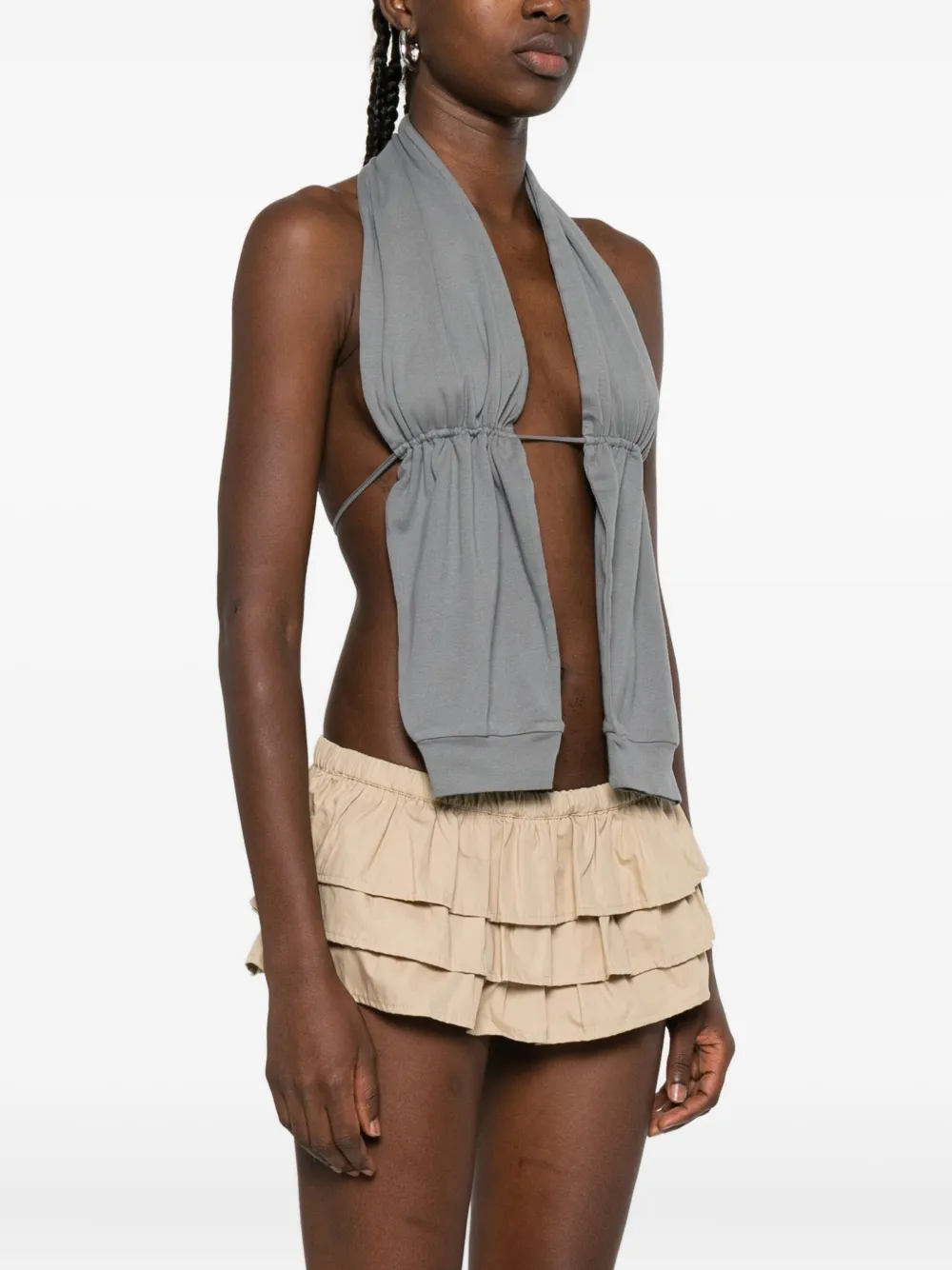 Gimaguas Tie-front Halter Top In Gray