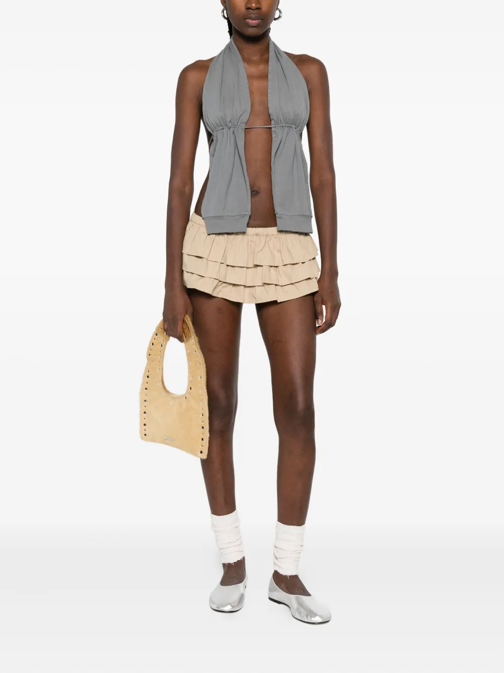 Gimaguas ruffled cotton mini skort - Beige