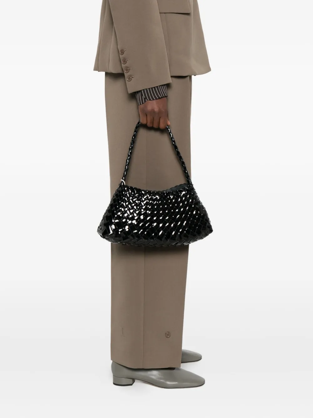 DRAGON DIFFUSION Rosanna woven-leather shoulder bag - Zwart