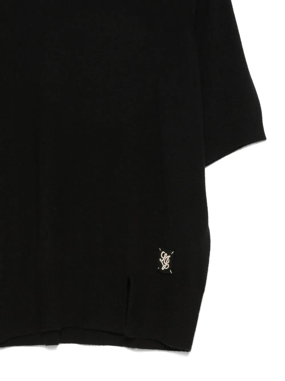 Liu •jo Logo-patch Short-sleeve Sweater In Black