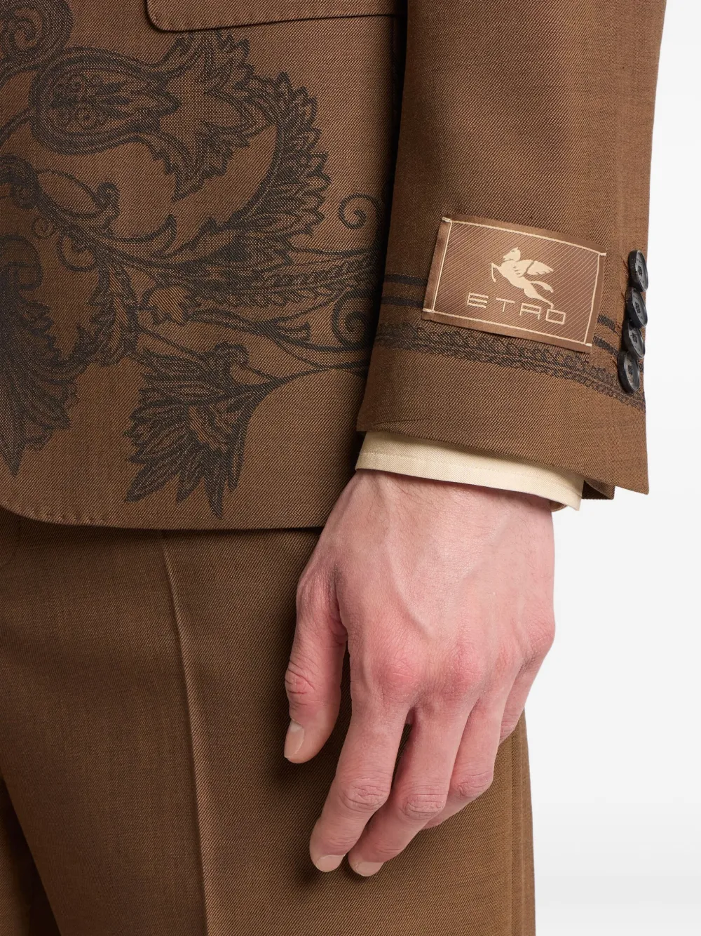 ETRO Blazer met enkele rij knopen en bloemenprint Bruin