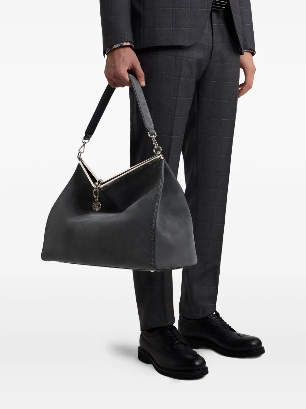ETRO large Vela nubuck-leather tote bag Zwart
