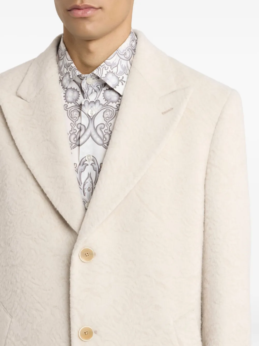 ETRO wool-blend single-breasted coat Beige