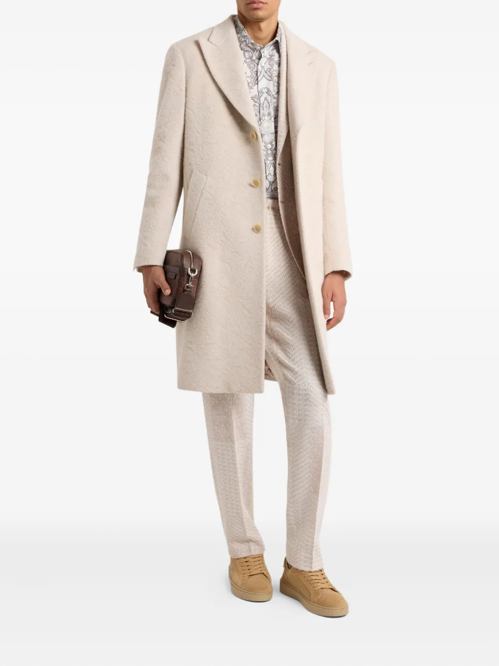 ETRO wool-blend single-breasted coat Beige