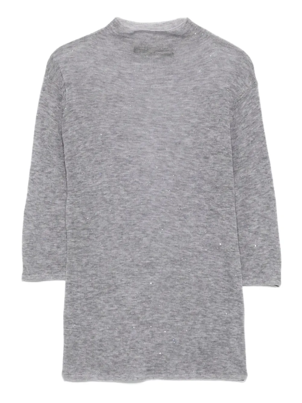 Seventy Sparkle-embellished Quarter-sleeve Sweater In Gray