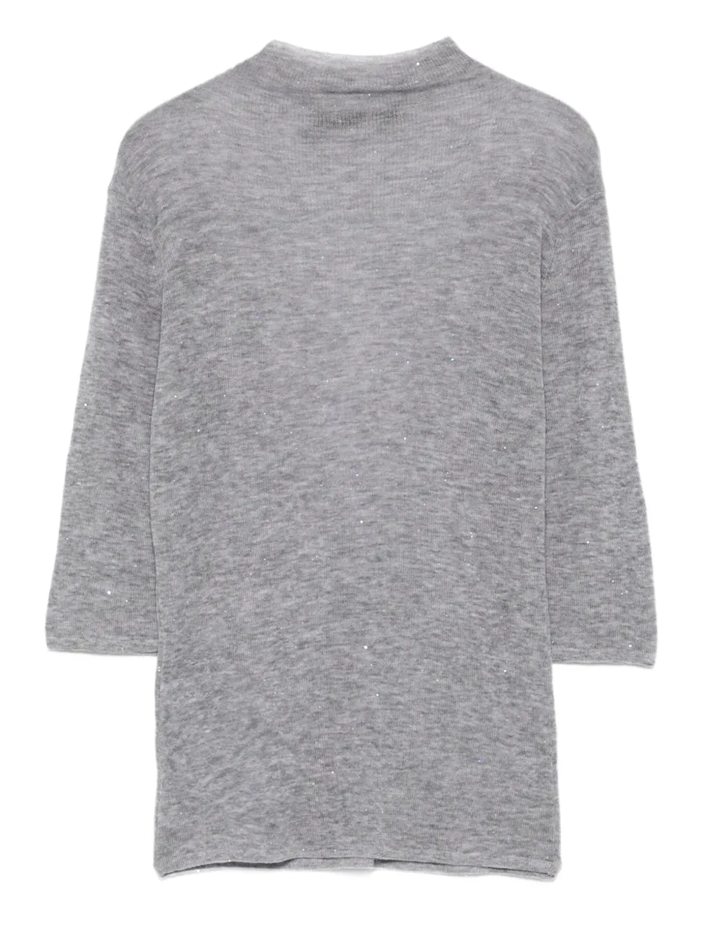 Seventy Sparkle-embellished Quarter-sleeve Sweater In Gray