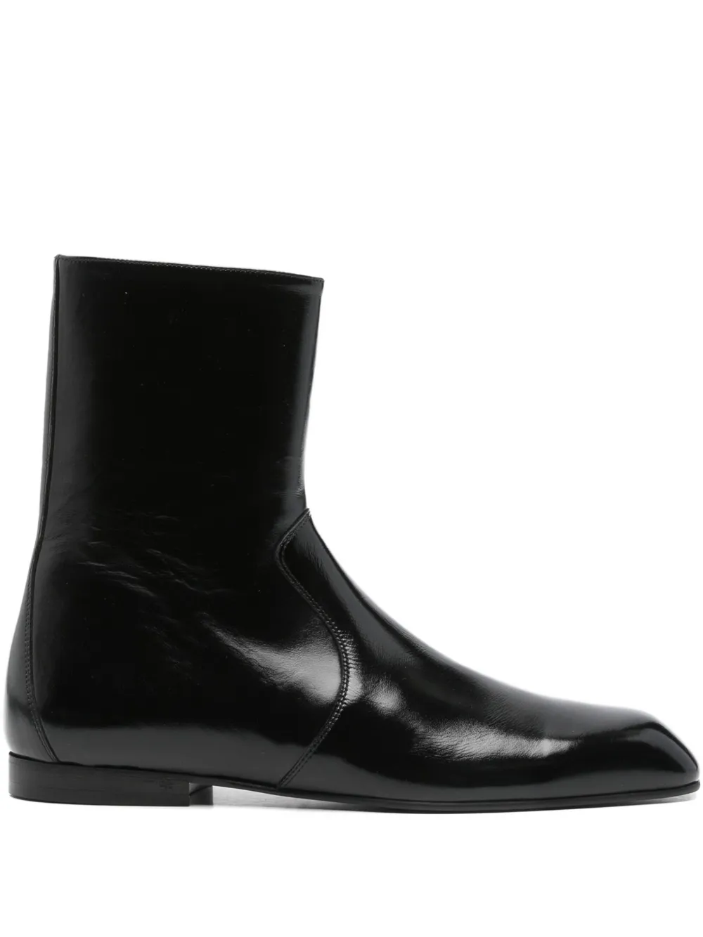KHAITE leather zip boots Black