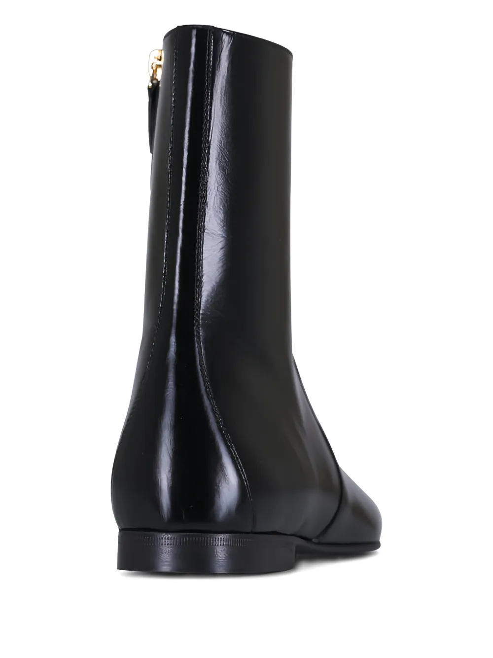 KHAITE Colt leren enkellaarzen met rits Zwart