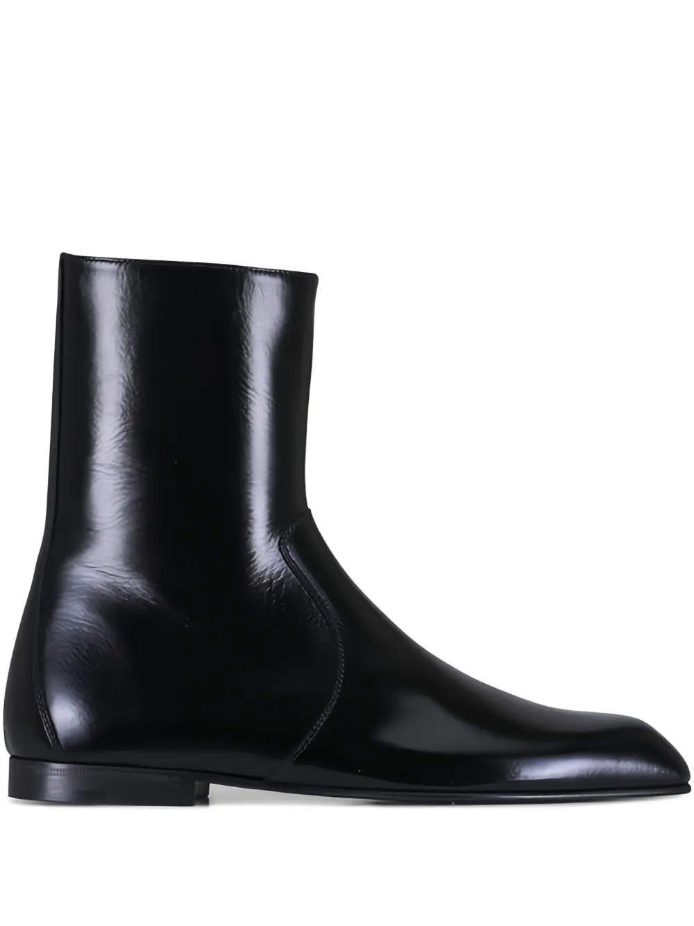 KHAITE Colt leren enkellaarzen met rits Zwart