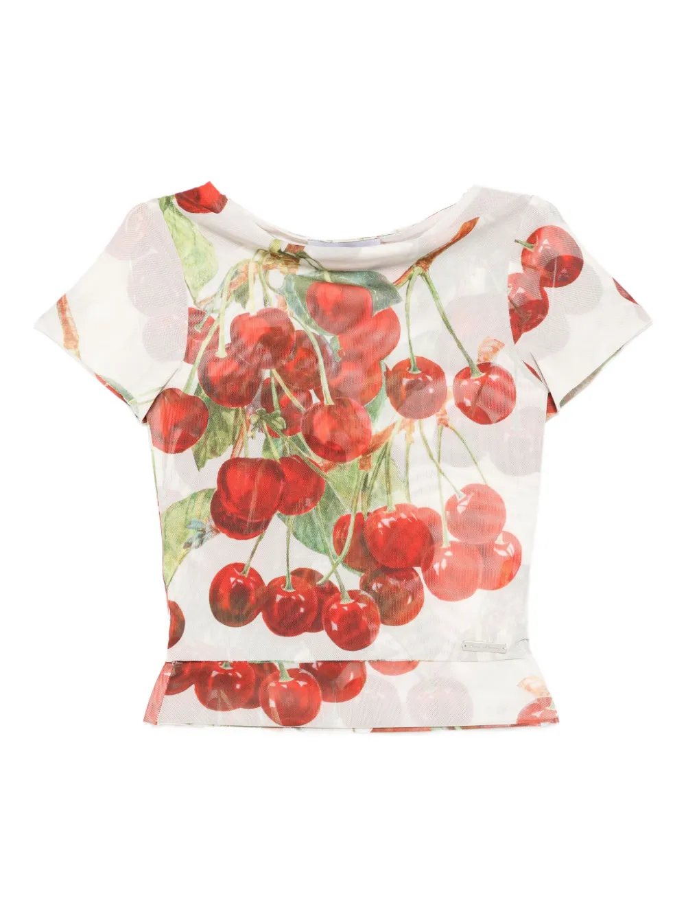 House Of Sunny Womens Multi Cherry-print Double-layer Stretch-woven Top In Neutral
