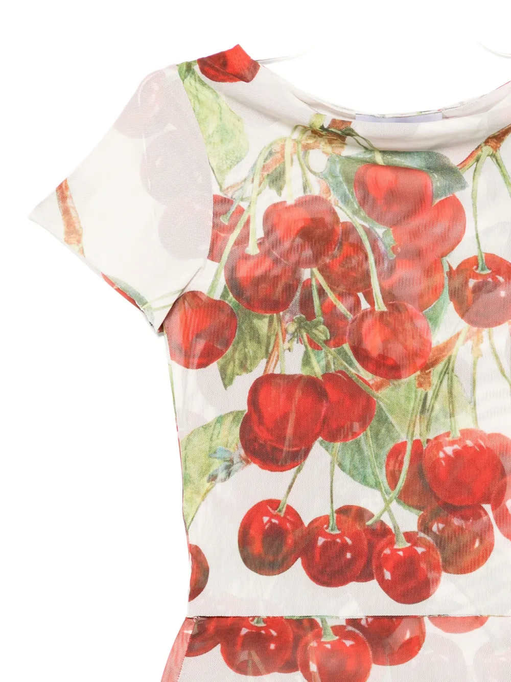 House Of Sunny Womens Multi Cherry-print Double-layer Stretch-woven Top In Neutral
