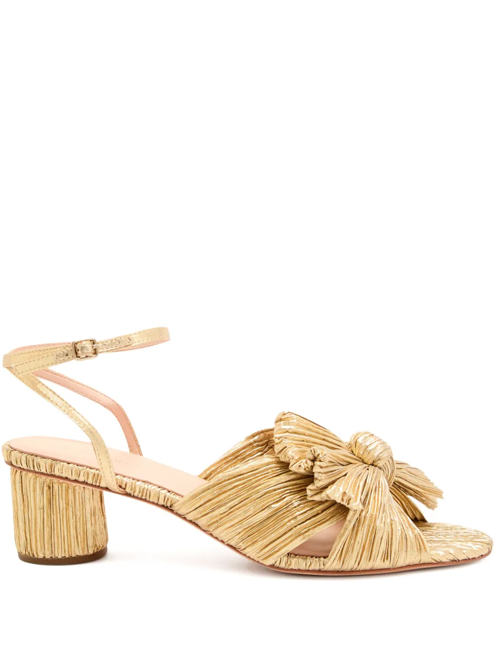 Loeffler Randall 50mm Dahlia pleated-knot sandals Gold