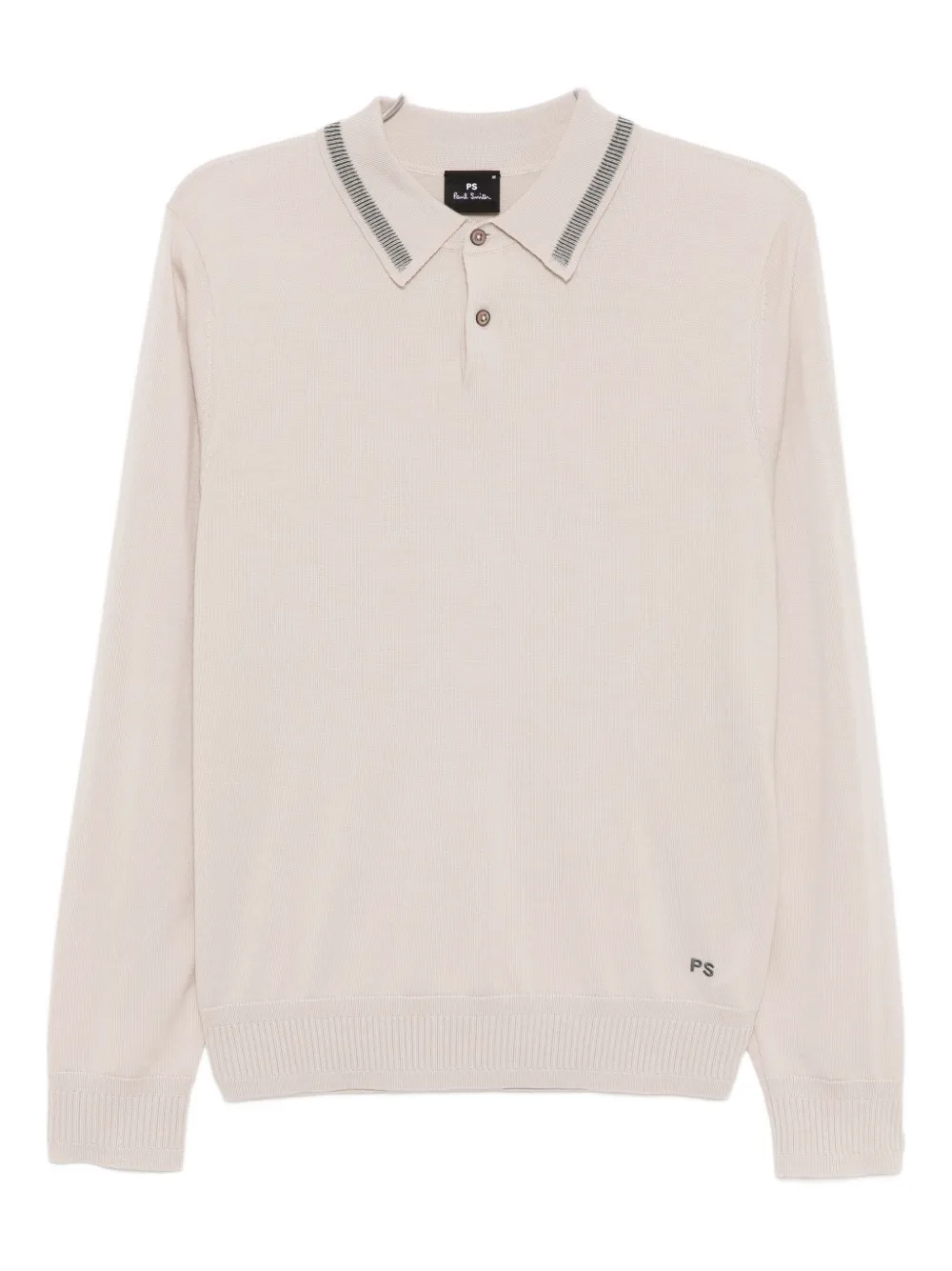 Ps By Paul Smith Ps Paul Smith Logo-embroidered Wool Polo Shirt In Neutral