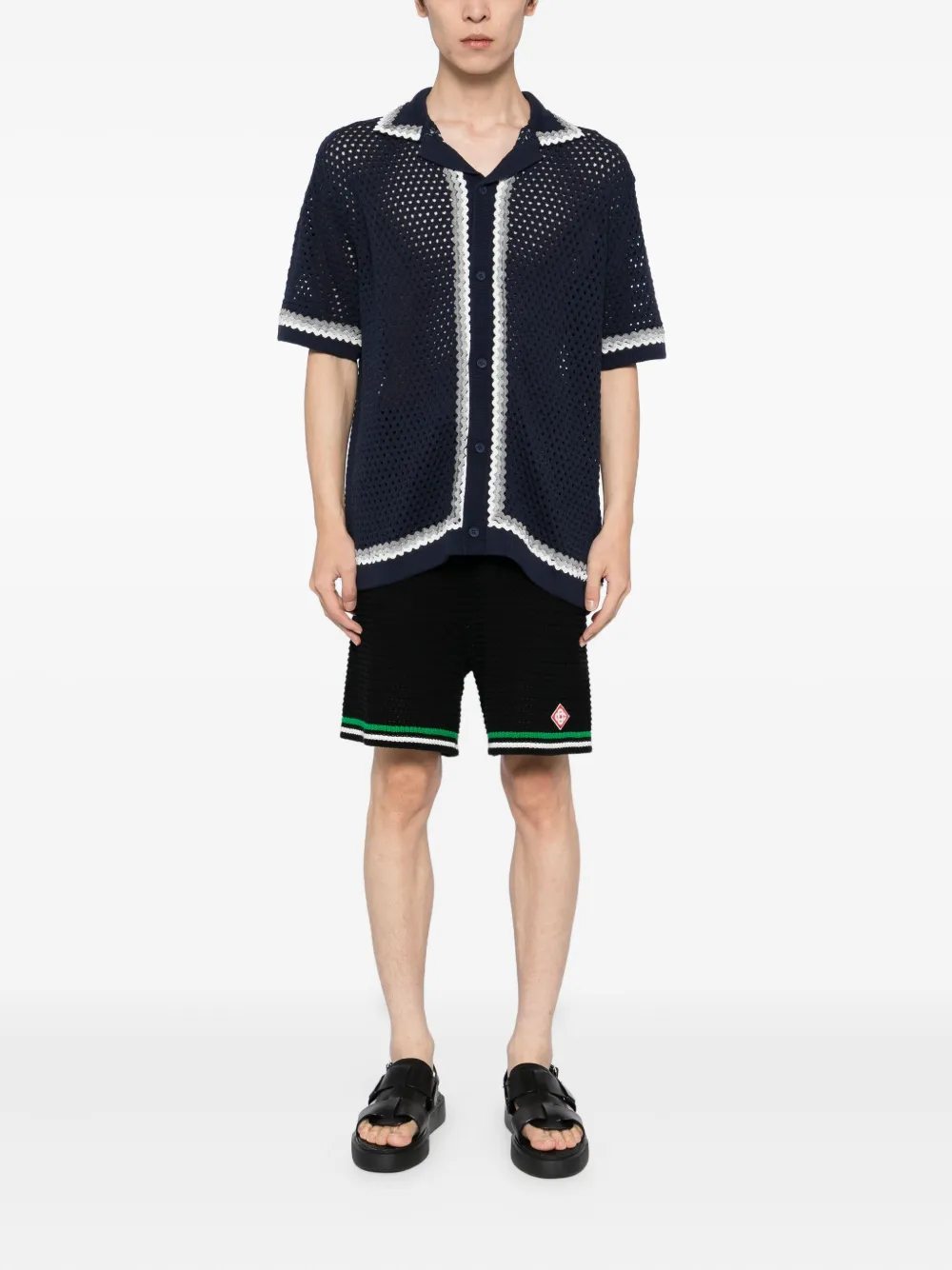 RAITH Marconi gebreid overhemd - Blauw