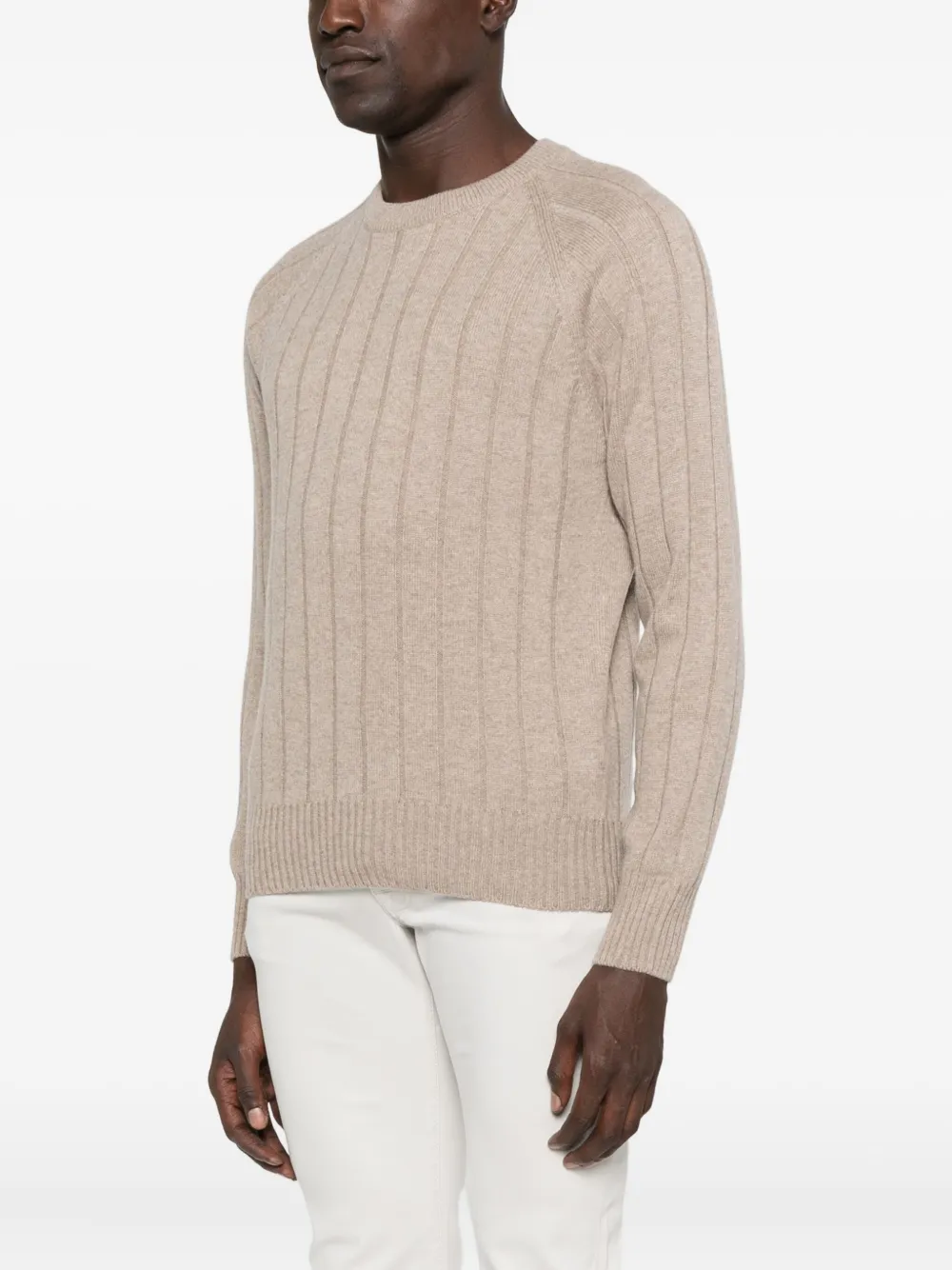 Fileria Ribbed Crew-neck Sweater In Brown