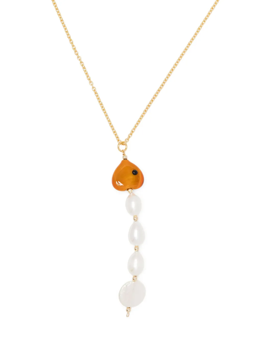 Sandralexandra Carpa Fish schakelhalsketting met parel - Goud