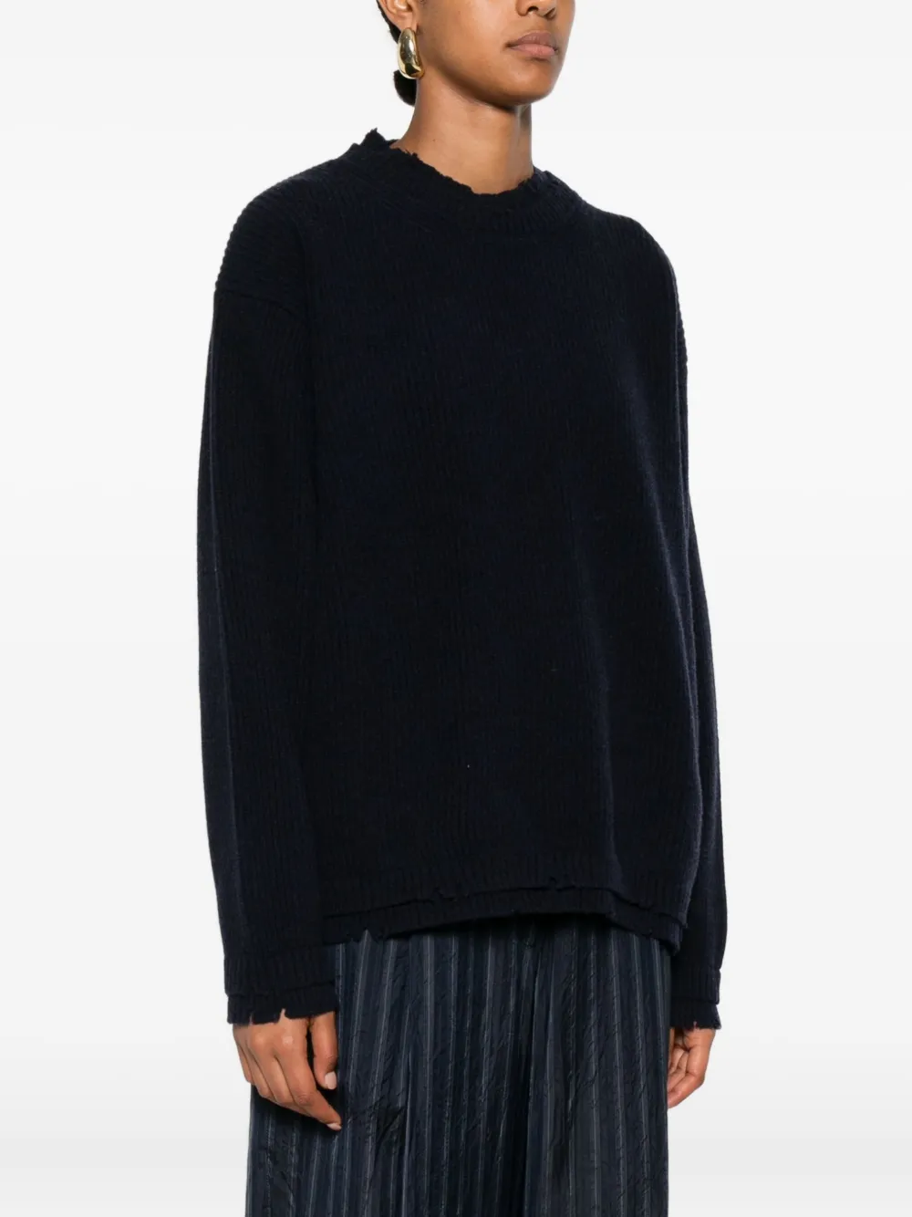 Federico Cina Round-neck Wool Sweater In Black