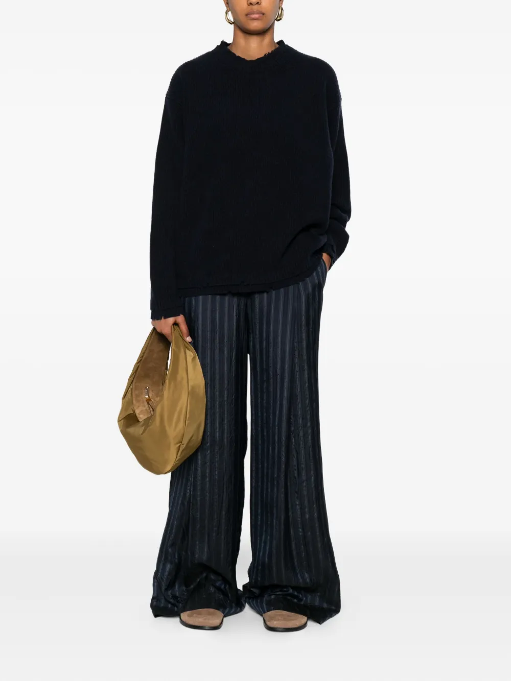 Federico Cina Round-neck Wool Sweater In Black