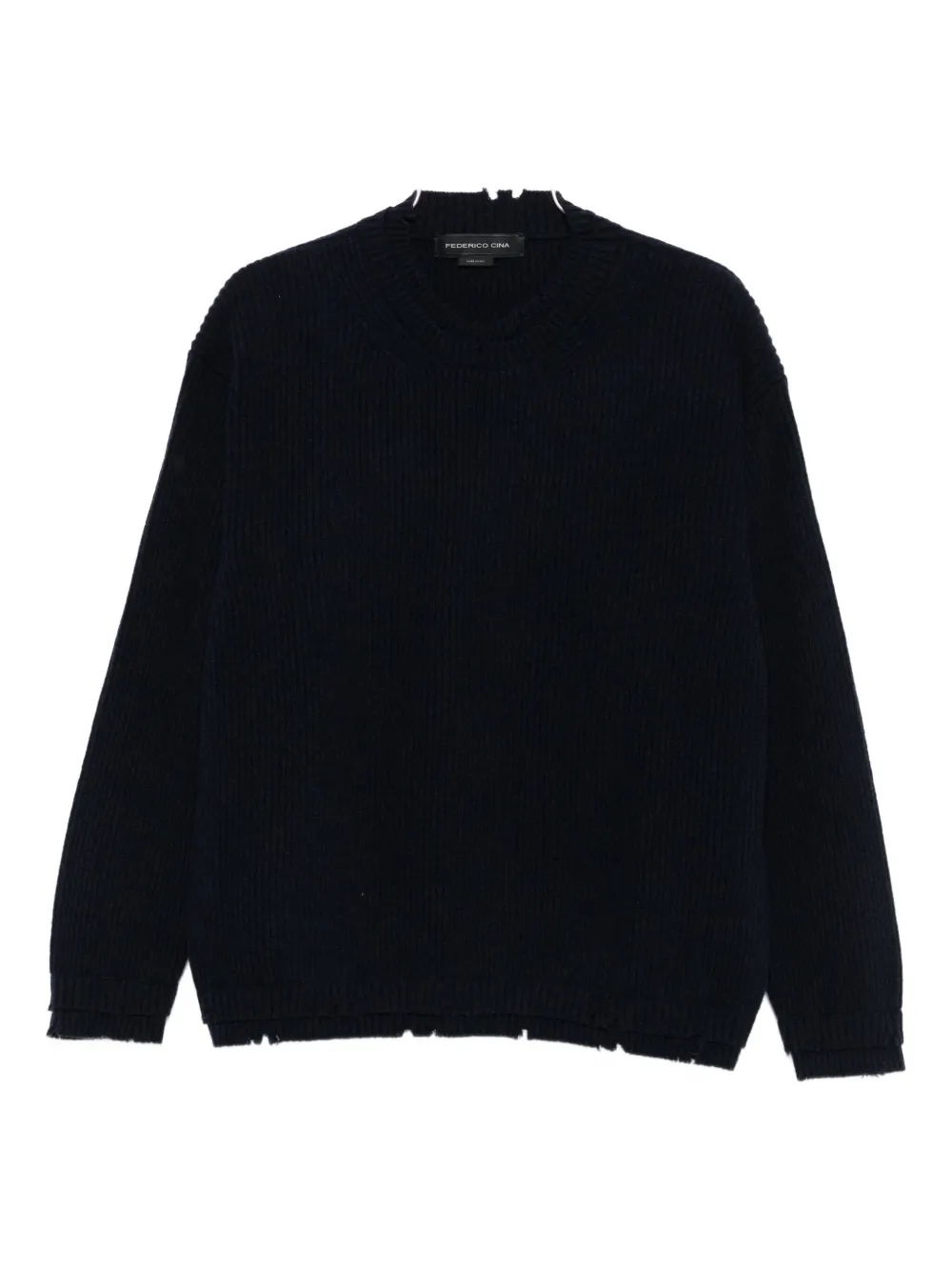 Federico Cina Round-neck Wool Sweater In Black