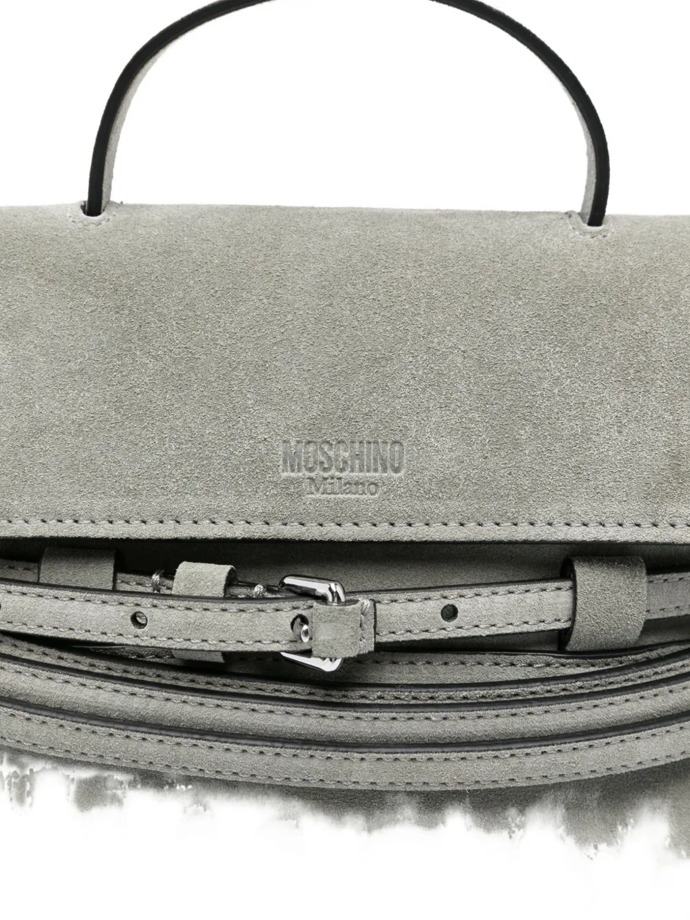 Moschino belt-details suede tote bag Groen
