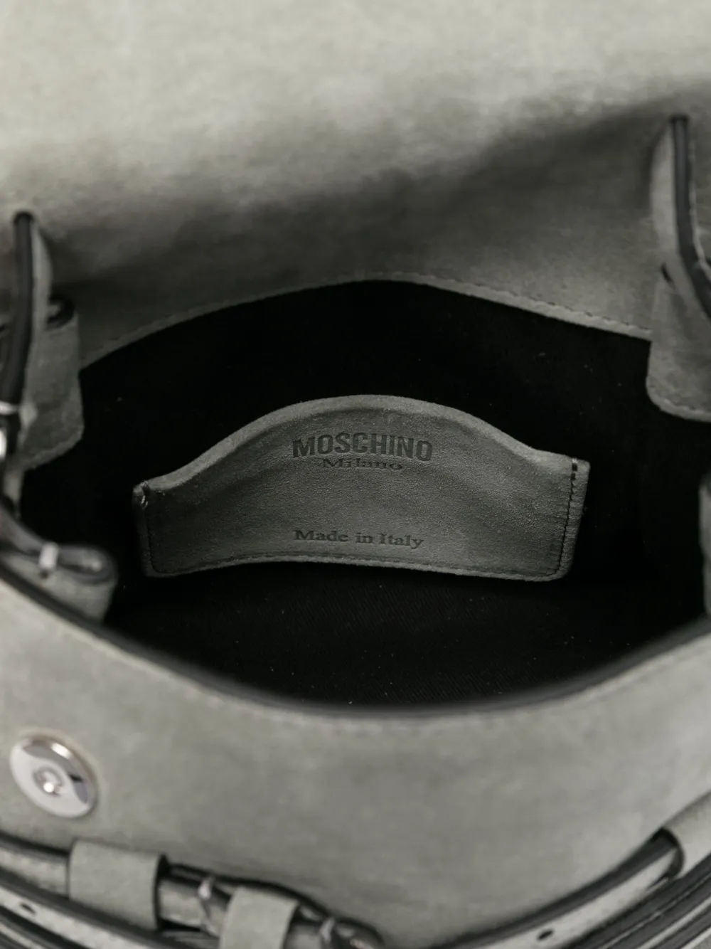 Moschino belt-details suede tote bag Groen