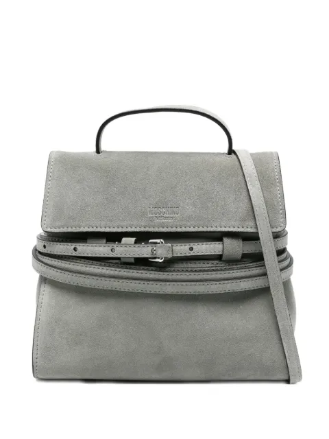 Moschino belt-details suede tote bag