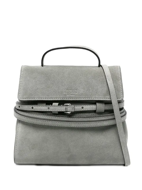 Moschino Belt-details Suede Tote Bag in Green
