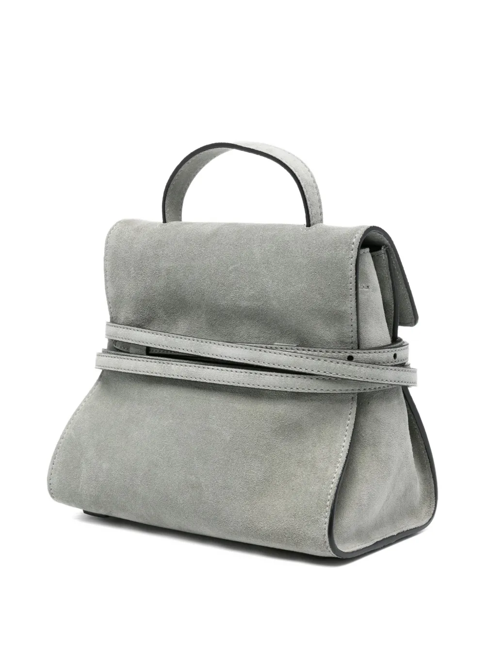 Moschino belt-details suede tote bag Groen