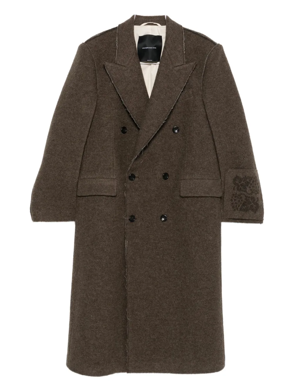 Federico Cina Double-breasted Wool Coat In Brown