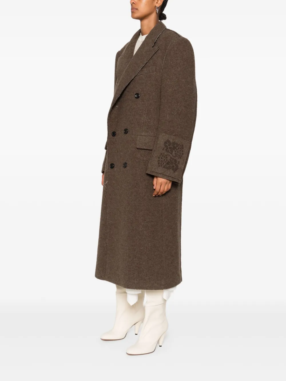  Federico Cina Double-breasted Wool Coat - Brown 