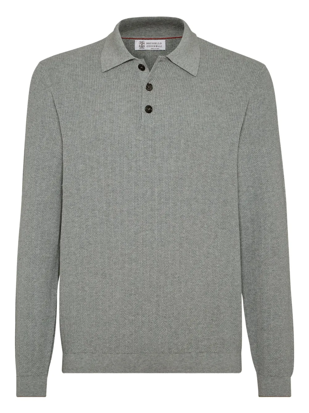 Brunello Cucinelli rib-knit polo sweater Grijs