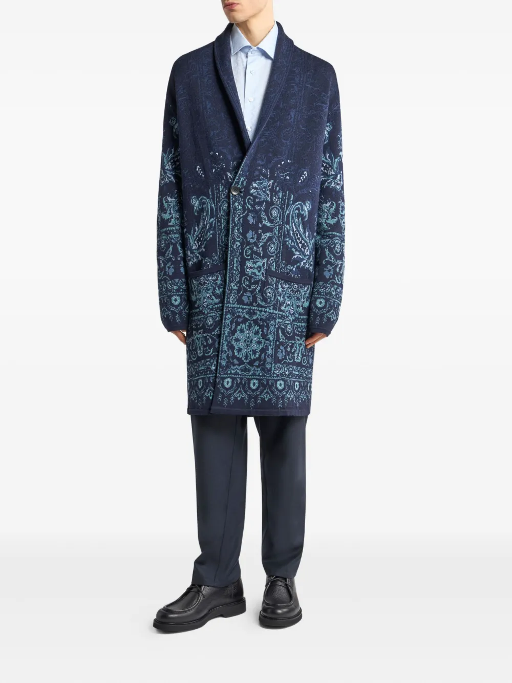 ETRO paisley-jacquard cardigan Blauw