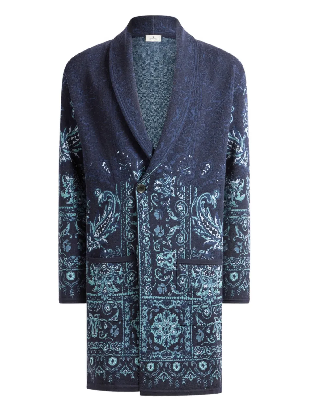 ETRO paisley-jacquard cardigan Blauw