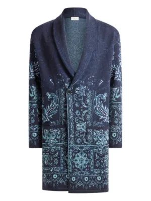 【送料&関税込】Etro Cardigan Black Oversized wool-blend jacquard cardigan | ETRO | NET-A