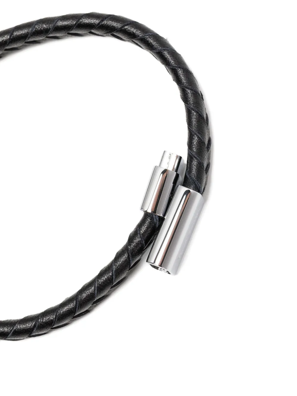 Paul Smith Braided Leather Bracelet In Black
