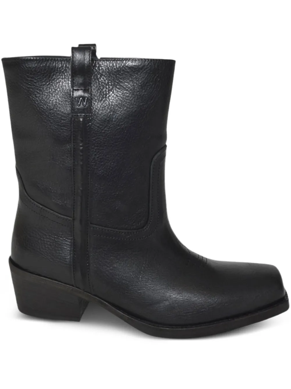 Weekend Max Mara 60mm leather square-toe boots Black