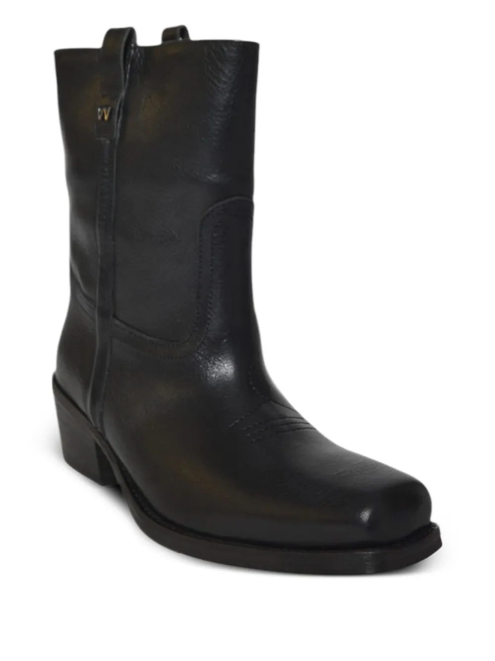 Weekend Max Mara 60mm leather square-toe boots Black