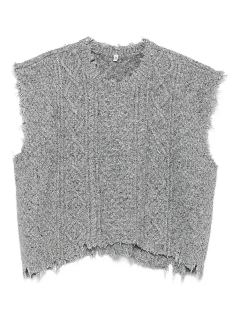 R13 frayed cable-knit top