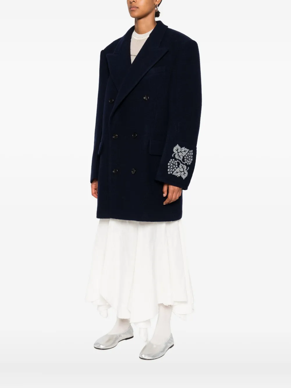 FEDERICO CINA Blazer met dubbele rij knopen en geborduurde cuffs Blauw