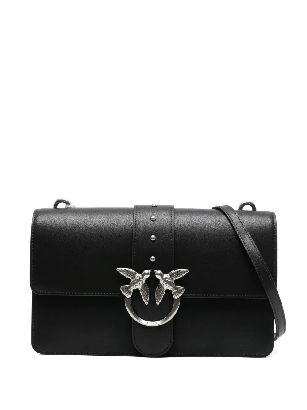 PINKO Kleine Love One Classic leren crossbodytas Zwart